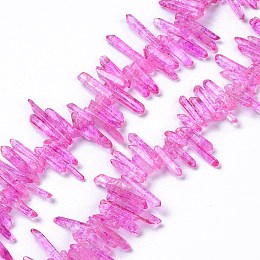 Natural Crackle Quartz Crystal Dyed Beads Strands, Chip, Violet, 12~35x4~5.5x3~5mm, Hole: 0.8mm, about 101~102pcs/strand, 15.35''(39cm)