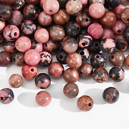 Nbeads 2 Strands Natural Rhodonite Beads Strands, Round, 4mm, Hole: 0.8mm, about 96pcs/strand, 14.9 inch~15.1 inch