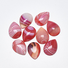 Honeyhandy Natural Banded Agate/Striped Agate Cabochons, Dyed, Teardrop, Red, 25x18x6~7mm