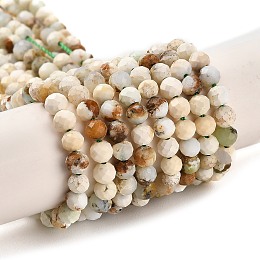 Natural Green Opal Beads Strands, Faceted, Round, 4~4.5x4~5mm, Hole: 0.7mm, about 90~94pcs/strand, 15.35''(39~39.5cm)