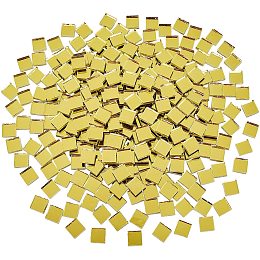 PandaHall Elite 280g/box Square Mosaic Tiles Mosaic Glass Pieces for Home Decoration or DIY Crafts, 10x10x3mm, Yellow