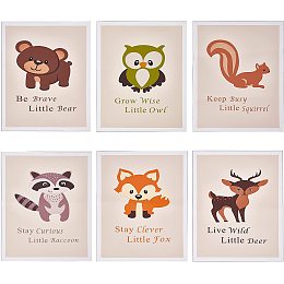 CREATCABIN 6 Styles Woodland Animal Canvas Wall Art Set Unframed Art Prints Wall Decor Art Print Poster Signs Rustic Modern Artwork for Bedroom Kitchen Kindergarten Classroom Playroom 8.7 x 10.6inch