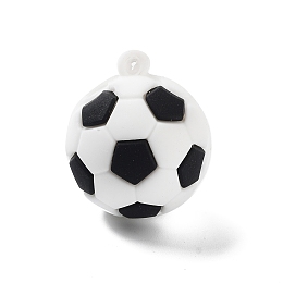 Honeyhandy PVC Opaque Plastic Pendants, Football, White, 27x31~32mm, Hole: 3mm