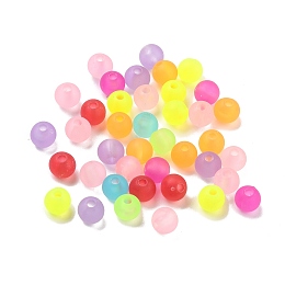 Plastic Beads, Frosted, Round, Mixed Color, 6mm, Hole: 1mm, about 4165pcs/500g