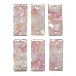 Honeyhandy Cellulose Acetate(Resin) Links Connectors, Rectangle, Pink, 22x10x2.5mm