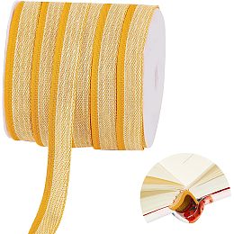 PandaHall Elite 25 Yards Book Binding Headbands Gold Book Endbands 1/2 Inch/14mm Flat Book Binding Ribbon Bookmaking Headbands for Beginners Bookbinding Book Decor Repairing