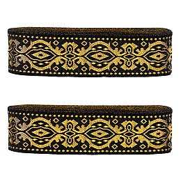 PandaHall Elite 7.6 Yards Vintage Jacquard Ribbon, 36895 Inch Ethnic Ribbon Embroideried Lace Trim Fabric Trim Fringe for Apparel Accessories Straps Belts Collars DIY Fabric Craft, Black