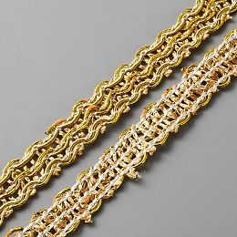 CRASPIRE Polyester Braided Lace Ribbons, DIY Crafts, for Curtain, Clothing, Sofa Decoration, Wave Pattern, Gold, 5/8 inch(15mm), about 12.58 Yards(11.5m)/Roll