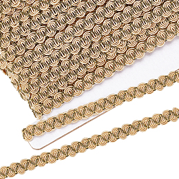 BENECREAT Braided Polyester Lace Trim, Garment Accessories, Dark Khaki, 3/8 inch(10mm), about 16.40 Yards(15m)/Card