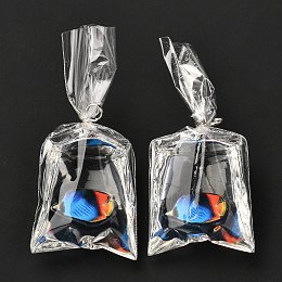 Honeyhandy Resin Pendants with Iron Jump Ring, 3D Printed, Goldfish Bag, Medium Blue, 48~51x22.5~23x9~12mm, Hole: 3mm