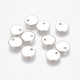 Honeyhandy 304 Stainless Steel Stamping Blank Tag Charms, Flat Round, Stainless Steel Color, 7x1mm, Hole: 1mm