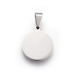 Honeyhandy 304 Stainless Steel Stamping Blank Tag Pendants, Flat Round, Stainless Steel Color, 17x15x1.5mm, Hole: 6x3mm