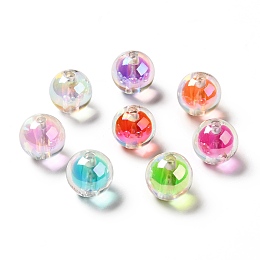 UV Plating Transparent Acrylic Beads, Round, Mixed Color, 15~15.5x15.5~16mm, Hole: 3~3.1mm