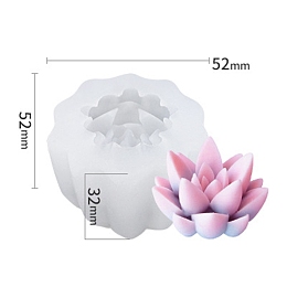 Honeyhandy Succulent Plants Shape DIY Candle Silicone Molds, Resin Casting Molds, For UV Resin, Epoxy Resin Jewelry Making, White, 52x52x32mm