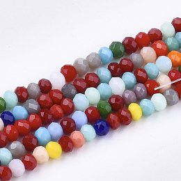 Arricraft Glass Beads Strands, Faceted, Rondelle, Mixed Color, 3x2mm, Hole: 1mm; about 195~198pcs/strand, 16.1"