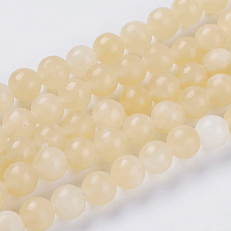 Honeyhandy Natural Topaz Jade Beads Strands, Round, Yellow, 6mm, Hole: 1mm