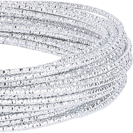 BENECREAT 12 Gauge 33 Feet Textured Silver Wire Diamond Cut Aluminum Craft Wire for Ornaments Making and Other Jewelry Craft Work
