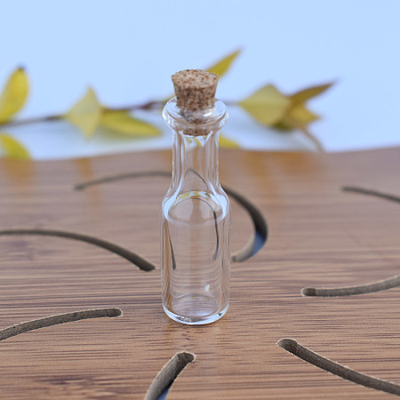 Glass Bottles Ornament, Glass Empty Wishing Bottles, Dollhouses Decorations, Beer Bottle Shape with Cork, Clear, 45~48x12mm
