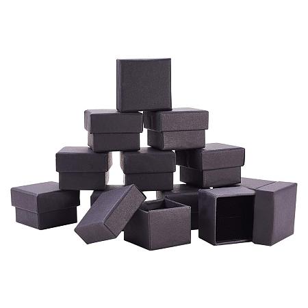 BENECREAT 24 Pack Kraft Square Cardboard Jewelry Boxes Ring Box for Jewelry Set, 1.7 x 1.7X 1.18 Inches, Black