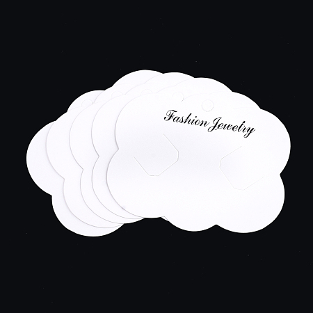Honeyhandy Cardboard Display Cards, Used For Hair Barrettes, Cloud, White, 6.8~6.9x8.55x0.03cm, Hole: 6mm
