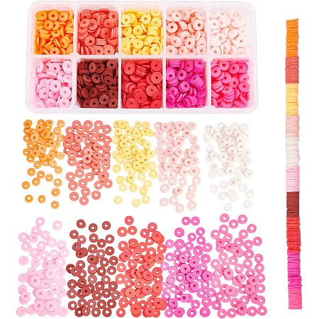 SUNNYCLUE 1 Box About 2700Pcs 10 Colors Colorful Clay Beads Flat Round Disc Polymer Loose Handmade Bead Rainbow Heishi Chips for Jewelry Making DIY Necklaces Bracelets Supplies Accessory, 6MM