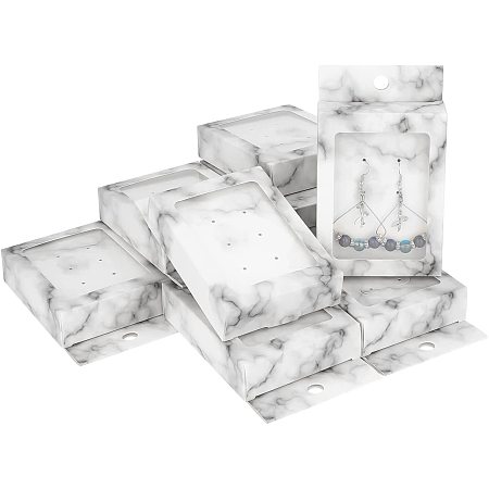 FINGERINSPIRE 10 Pack Marble Texture Kraft Gift Boxes with Clear Window for Earring Stud, Necklaces Rectangle Earring Stud, Necklaces Storage Display Box Gift Packaging Box Fit Home and Store