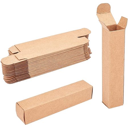 SUPERFINDINGS About 70pcs 10x2x2cm Foldable Rectangle Kraft Paper Box Tube Storage Case Camel Rectangular Container Box for Lipstick Essential Oil and DIY Jewelry Packaging