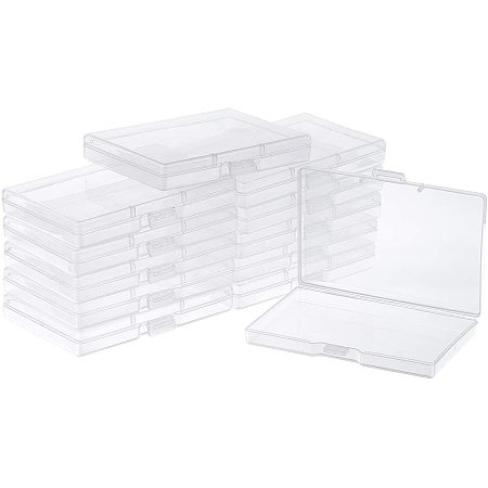 OLYCRAFT 12pcs 3.7x2.5x0.6 Inch Clear Plastic Beads Storage Containers Box Clear Storage Organizer with Hinged Lid Transparent Plastic Storage Box for Beads Small Craft Accessories