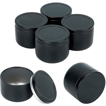 PandaHall Elite 6 Pack Candle Tin, 1oz Candle Tin Cans with Lids Black Candle Containers Candle Jars for DIY Candle Making, Dry Storage Spices, Camping, Party Favors