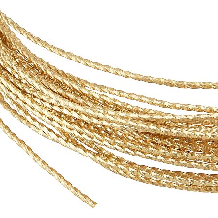 BENECREAT 20FT 20 Gauge Textured Brass Wire, 0.8mm Thick Brass Tarnish Resistant Wire for Beading Ring Making and Other Jewelry Crafts