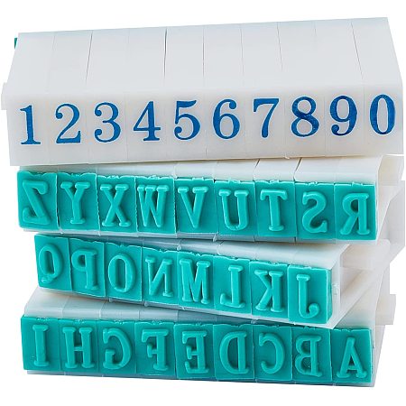 CHGCRAFT 2Sets Plastic Detachable Letter A-Z Number 0-9 Digits Combination Stamps Set Rectangle White