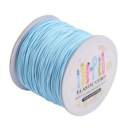 ARRICRAFT 1 Roll(100m, about 100 Yards) LightSkyBlue Round Elastic Cord Beading Crafting Stretch String, 1mm