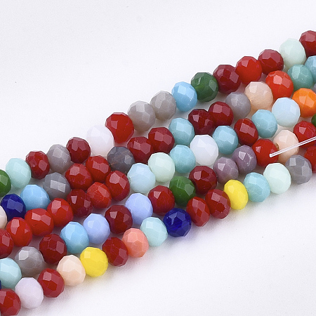 Honeyhandy Glass Beads Strands, Faceted, Rondelle, Mixed Color, 3x2mm, Hole: 1mm, about 195~198pcs/strand, 16.1 inch