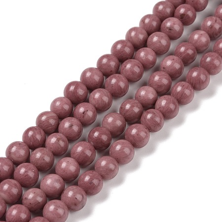 Honeyhandy Grade A Natural Rhodonite Beads Strands, Round, 6mm, Hole: 1mm, about 59pcs/strand, 15.16''(38.5cm)
