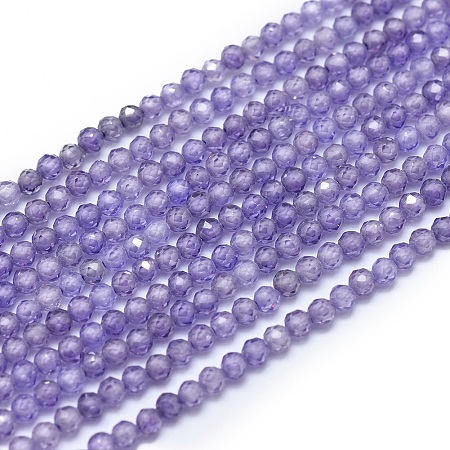 Honeyhandy Cubic Zirconia Beads Strands, Faceted, Round, Medium Slate Blue, 2mm, Hole: 0.5mm, about 169pcs/strand, 15.7 inch(40cm)