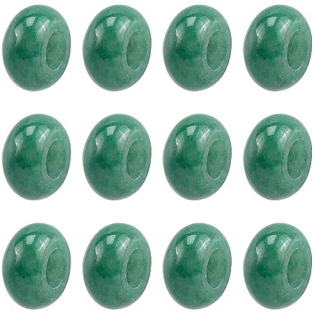 NBEADS 30 Pcs European Beads, Natural Green Aventurine Round Beads Large Hole Beads for Jewelry Making, Hole: 6mm
