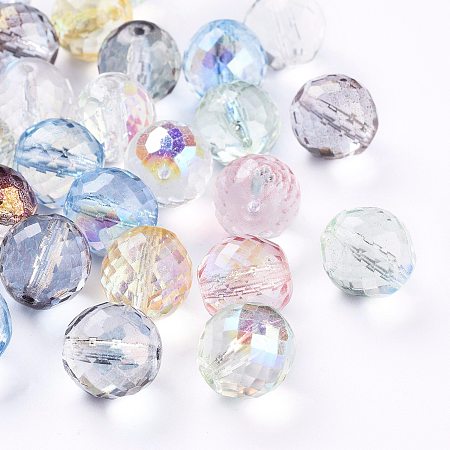 Arricraft Electroplated Czech Glass Beads, Rainbow Plated, Faceted, Round, Mixed Color, 13.5mm, Hole: 1.5mm, about 40pcs/bag