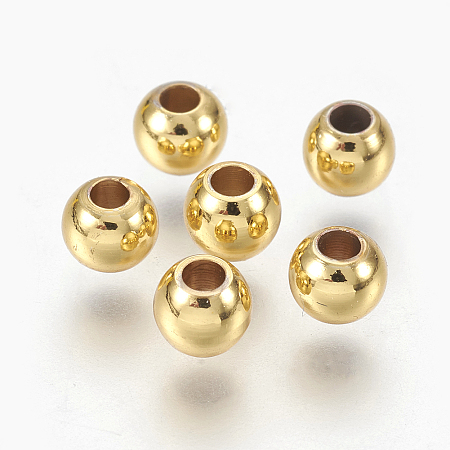 Honeyhandy Brass Spacer Beads, Long-Lasting Plated, Round, Golden, 4x3.5mm, Hole: 1.5mm
