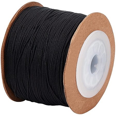 UNICRAFTALE About 100m/roll 0.6mm Black Nylon Cord Satin String for Bracelet Jewelry Making Rattail Macrame Waxed Trim Cord Necklace Bulk Beading Thread Kumihimo Chinese Knot Craft