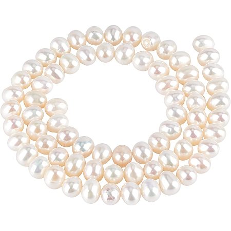 NBEADS 73 Pcs Natural Freshwater Pearl Beads, Round Pearls 6mm, Natural Pearl Loose Beads for DIY Crafts Making Jewelry Bracelets Necklaces Earrings, Beige