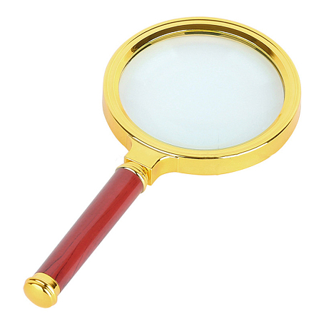 Honeyhandy Glass lens Portable Handheld Reading Magnifiers, 10X Magnifying Loupe, for Senior and Kids, with Wooden Handle & ABS Plastic Frame, Clear, 145x60x15mm