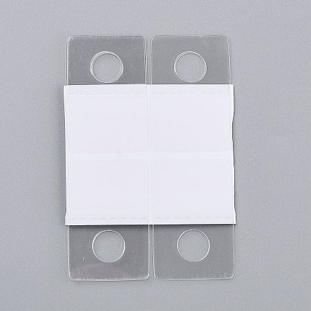 Honeyhandy Transparent PVC Self Adhesive Hang Tabs, with Euro Slot Hole Foldable, for Store Retail Display Tabs, Clear, 3.8x2.6x0.05cm