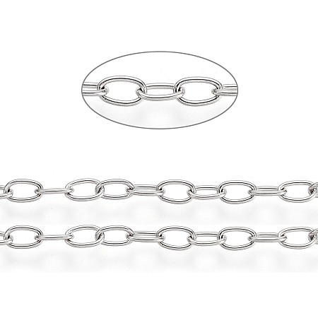 Honeyhandy 304 Stainless Steel Cable Chains, Soldered, with Card Paper, Oval, Stainless Steel Color, Links: 4x2.5x0.5mm