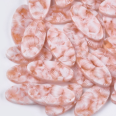 Cellulose Acetate(Resin) Cabochons, Oval, Light Salmon, 19.5x9x2.5mm