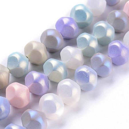 ARRICRAFT Spray Painted Resin Beads Strands, Faceted, Rubberized Style, Colorful, 12.8x13.8mm, Hole: 1.4mm, about 30pcs/strand, 14.96''(38cm)