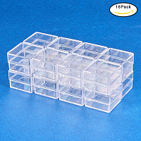 BENECREAT 16 Pack Square High Transparency Plastic Bead Storage Containers Box Case for beauty supplies, Tiny  Findings, and Other Small Items - 1.18x1.18x0.68 Inches