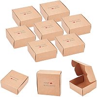 FINGERINSPIRE 20pcs 3.5x3.5x1.6 Inch Square Gift Packing Boxes, (Khaki Handmade & Love Heart Pattern) Kraft Paper Box Paper Gift Box for Wrapping Gift Wedding Birthday Party Treats and Favors