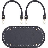 Arricraft 2pcs 15.7 Inches Leather Handbag Handles with 1pc Oval Long Knitting Crochet Bag Bottom Nail Shaper Shoulder Bag Purse Strap Replacement Bag Cushion Base for DIY Bag Making