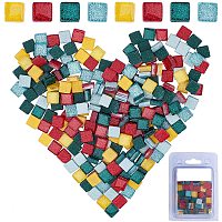 GORGECRAFT 220 Pieces Mosaic Tiles Glass Glitter Mosaic Square Shape Stained Glass Pieces for DIY Crafts Kitchen Shower (Mixed Color, 10 X 10mm)