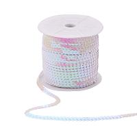 ARRICRAFT 6mm Wide 100yards AB-Color Flat Spangle Paillette Sequin Trim Spool String Beads for Dress Embellish Headband Costume, White